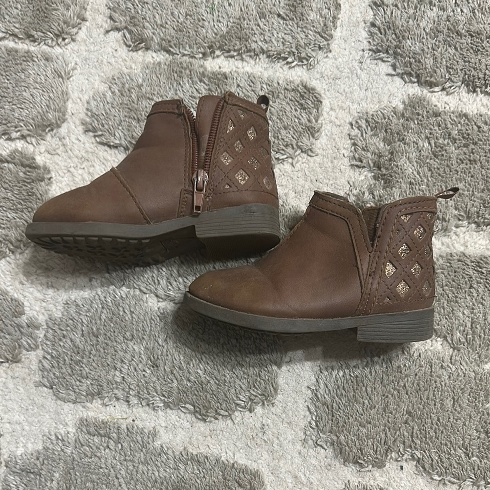 Little girls brown ankle boots